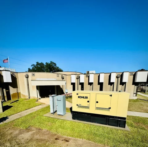 Standby generator and transfer equipment installed outside a municipal building